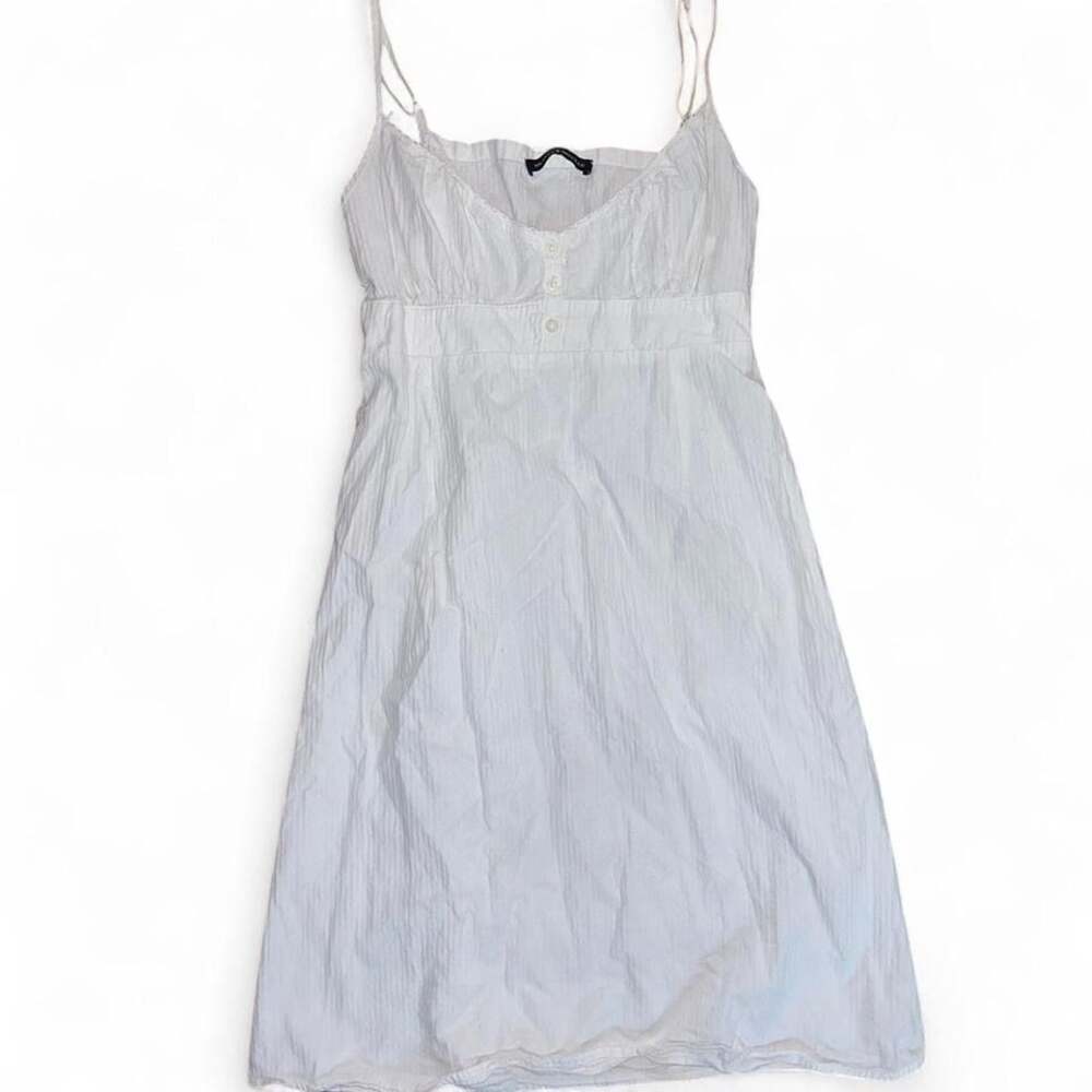 Brandy Melville Skylar Tank Dress White Ruffled Spaghetti Strap One Size